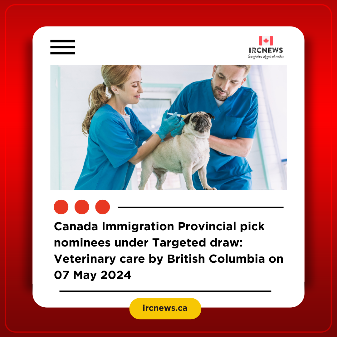 Canada Immigration Provincial pick nominees under Targeted draw: Veterinary care by British Columbia on 07 May 2024