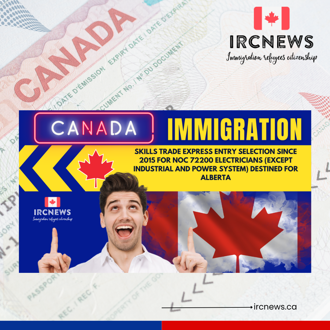 Canada Immigration Skills Trade Express Entry selection since 2015 for NOC 72200 Electricians (except industrial and power system) destined for Alberta