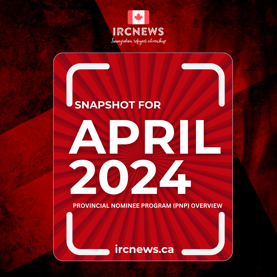 Canada Immigration Monthly PNP selection Summary for month ending April 2024