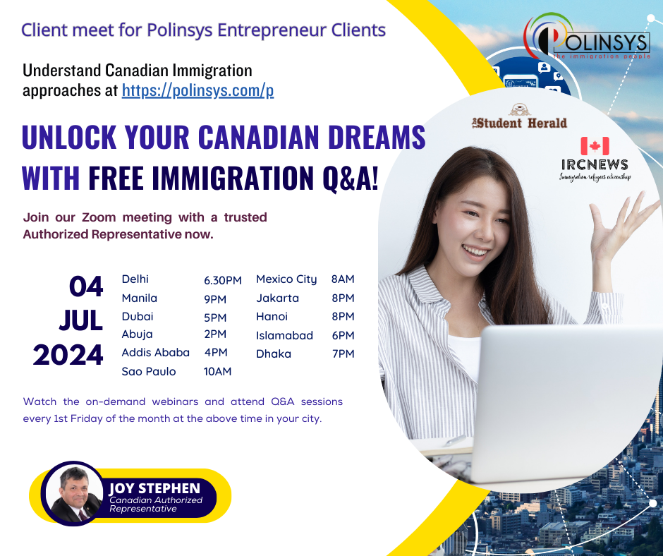 Next FREE Canadian Immigration Q&A session hosted by Joy Stephen on 07 June 2024
