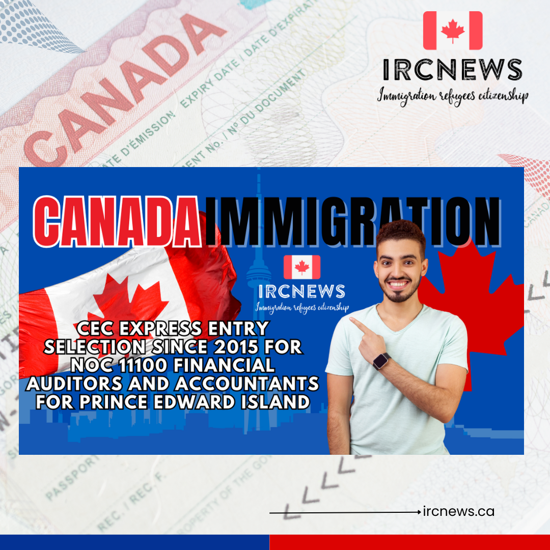 Canada Immigration CEC Express Entry selection since 2015 for NOC 11100 Financial auditors and accountants for Prince Edward Island