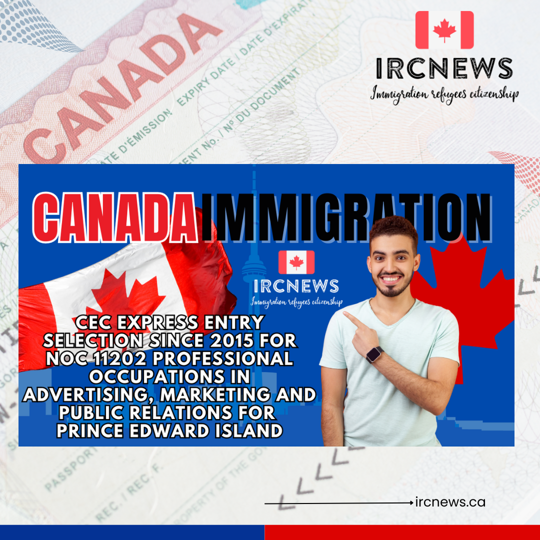 Canada Immigration CEC Express Entry selection since 2015 for NOC 11202 Professional occupations in advertising, marketing and public relations for Prince Edward Island