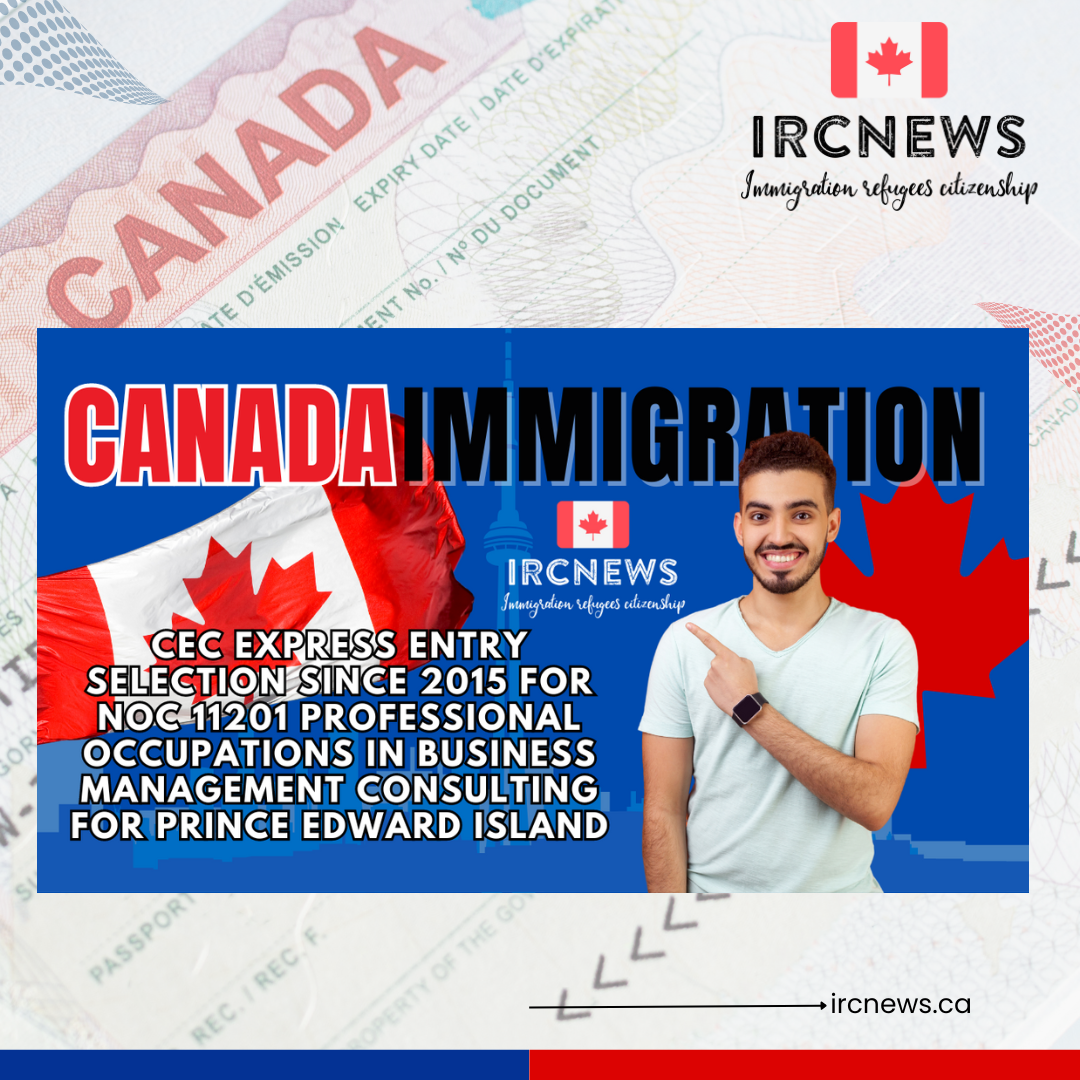 Canada Immigration CEC Express Entry selection since 2015 for NOC 11201 Professional occupations in business management consulting for Prince Edward Island