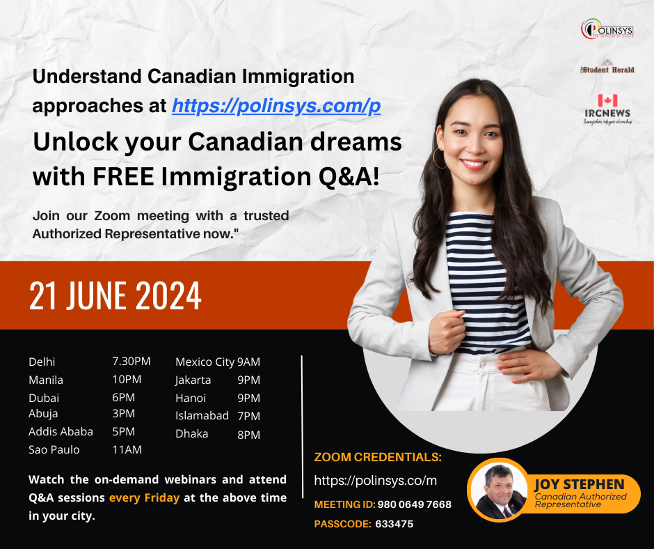 Next FREE Canadian Immigration Q&A session hosted by Joy Stephen on 21 June 2024