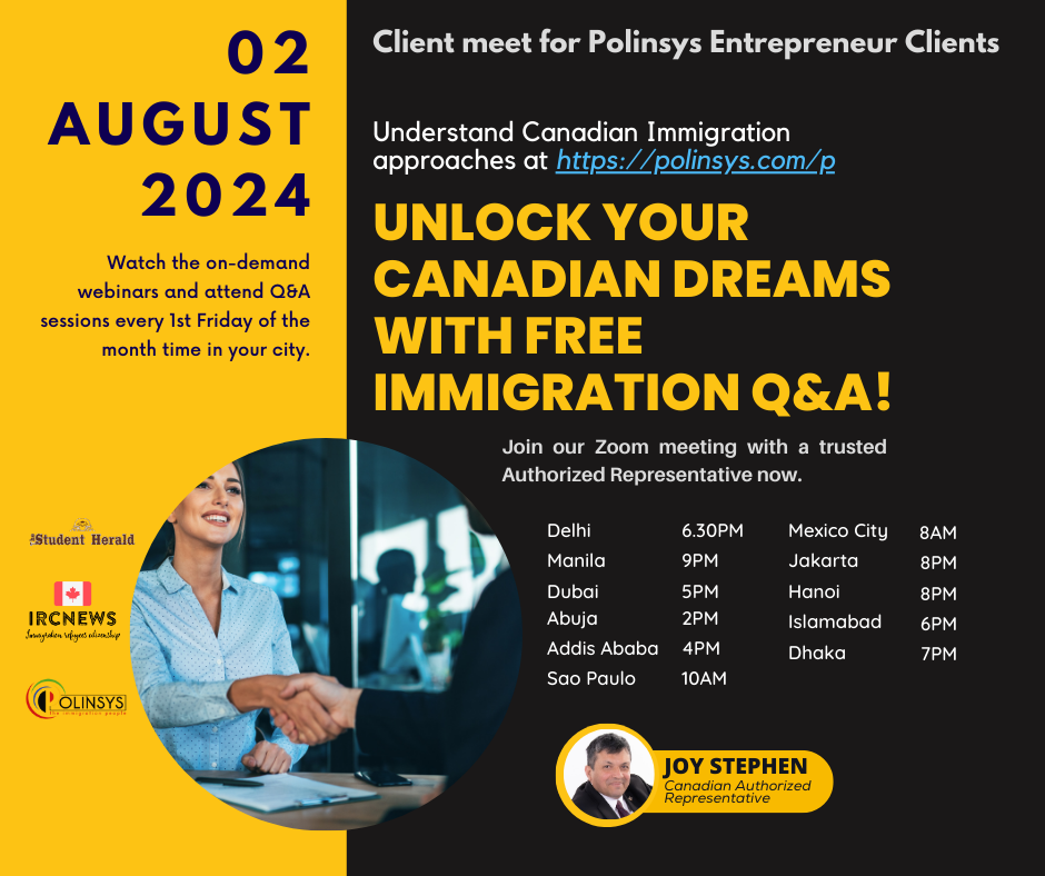 Complimentary Webinar by your Canadian Authorized Representative for Polinsys Entrepreneur clients
