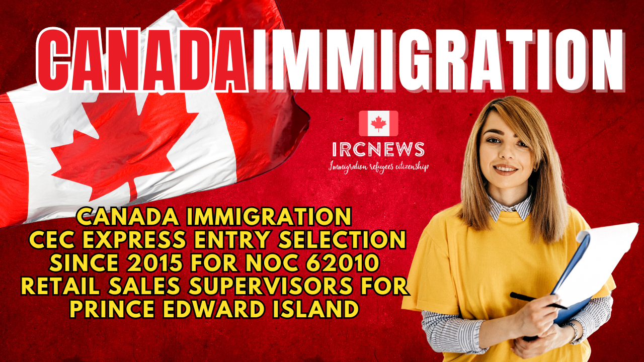 Canada Immigration CEC Express Entry selection since 2015 for NOC 62010 Retail sales supervisors for Prince Edward Island