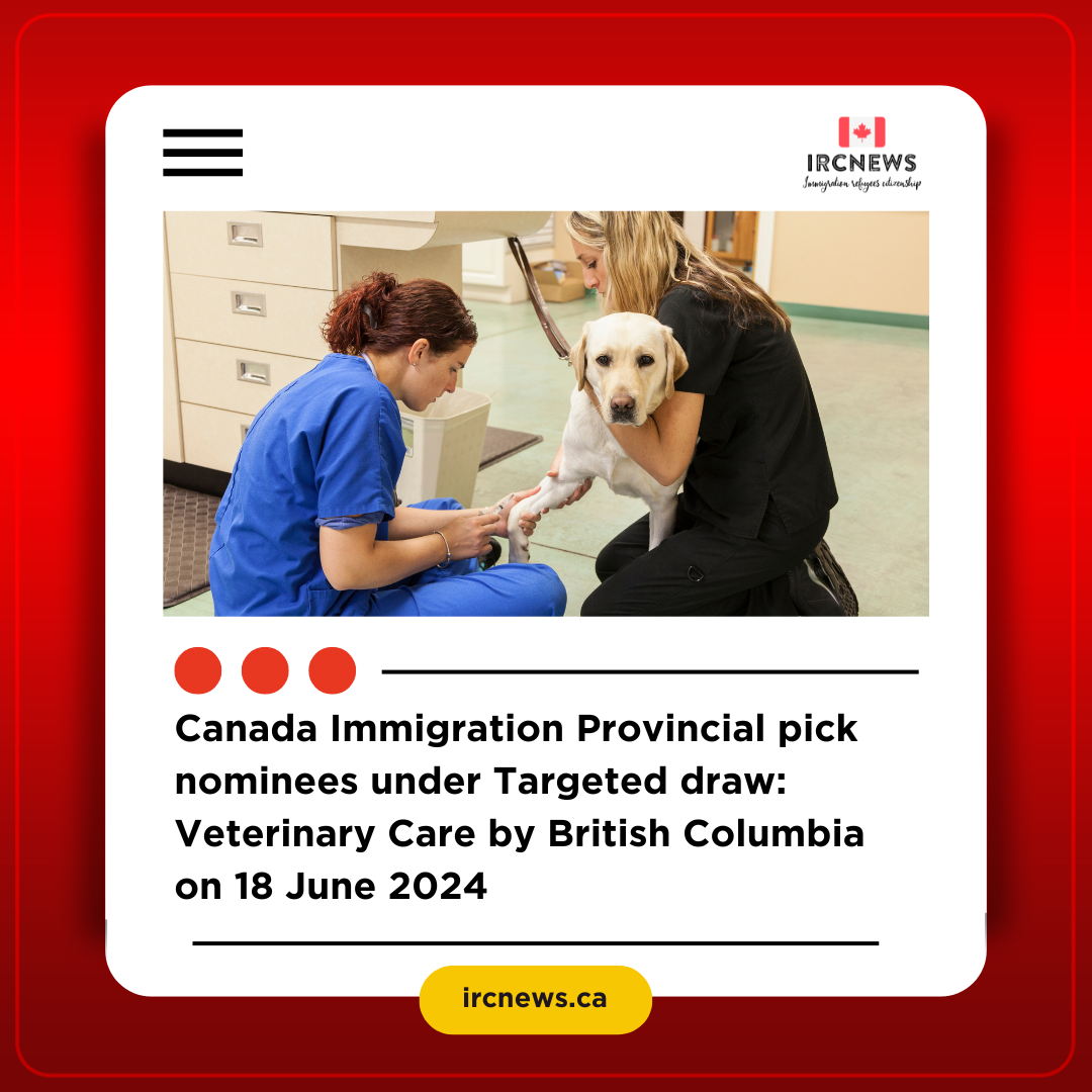 Canada Immigration Provincial pick nominees under Targeted draw: Veterinary Care by British Columbia on 18 June 2024