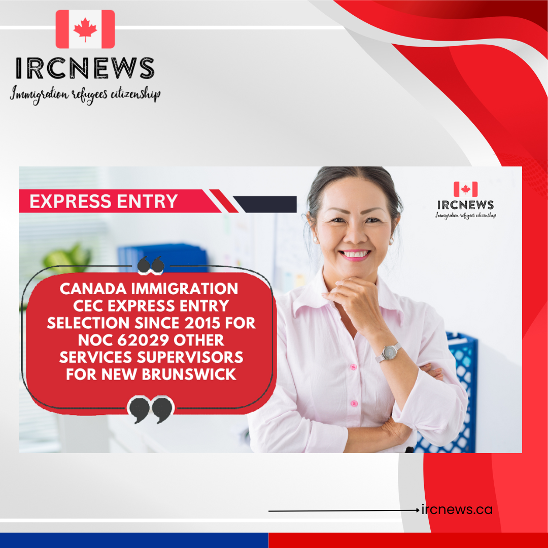Canada Immigration CEC Express Entry selection since 2015 for NOC 62029 Other services supervisors for New Brunswick