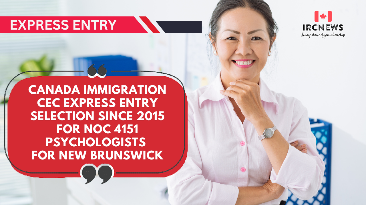 Canada Immigration CEC Express Entry selection since 2015 for NOC 4151 Psychologists for New Brunswick