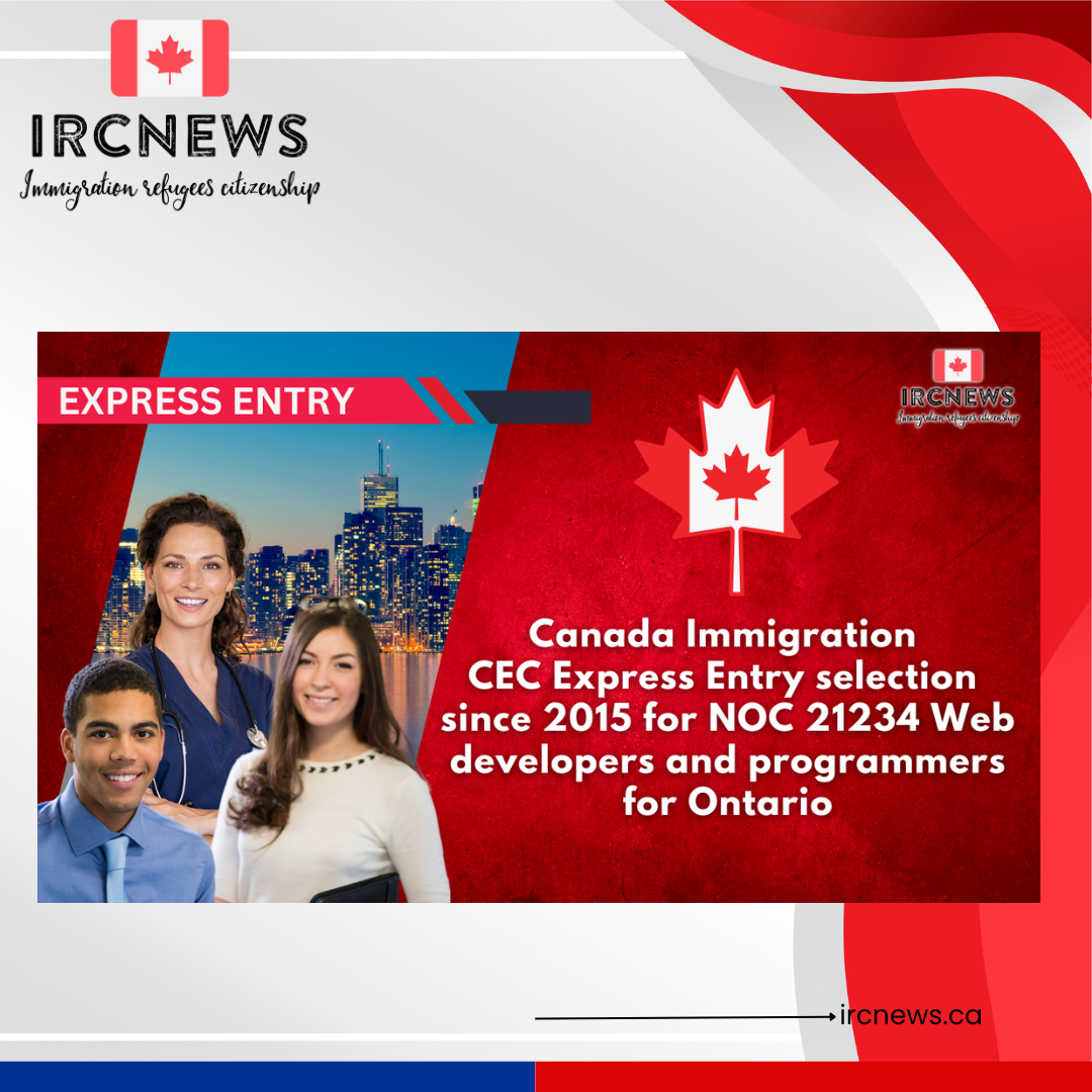 Canada Immigration CEC Express Entry selection since 2015 for NOC 21234 Web developers and programmers for Ontario