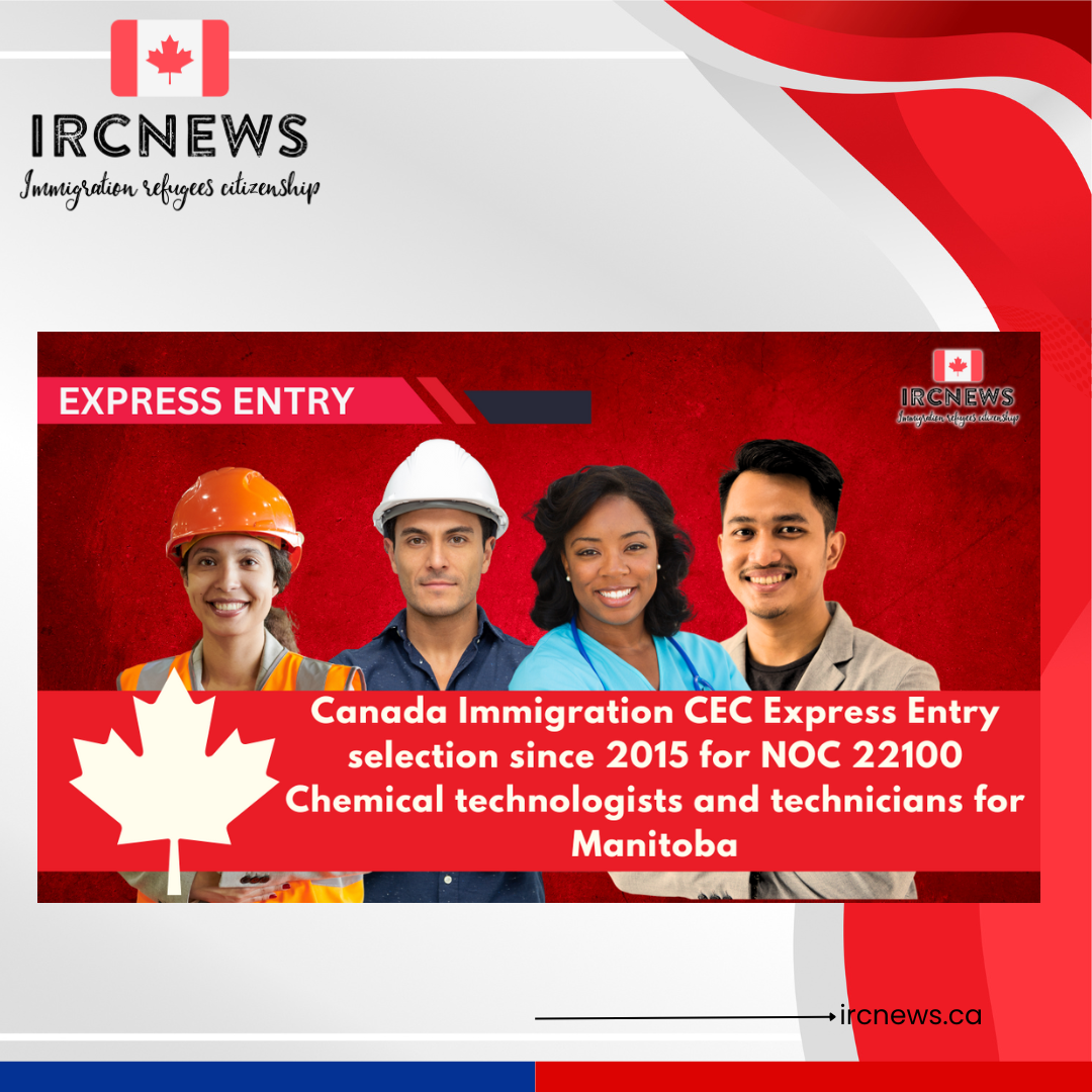 Canada Immigration CEC Express Entry selection since 2015 for NOC 22100 Chemical technologists and technicians for Manitoba