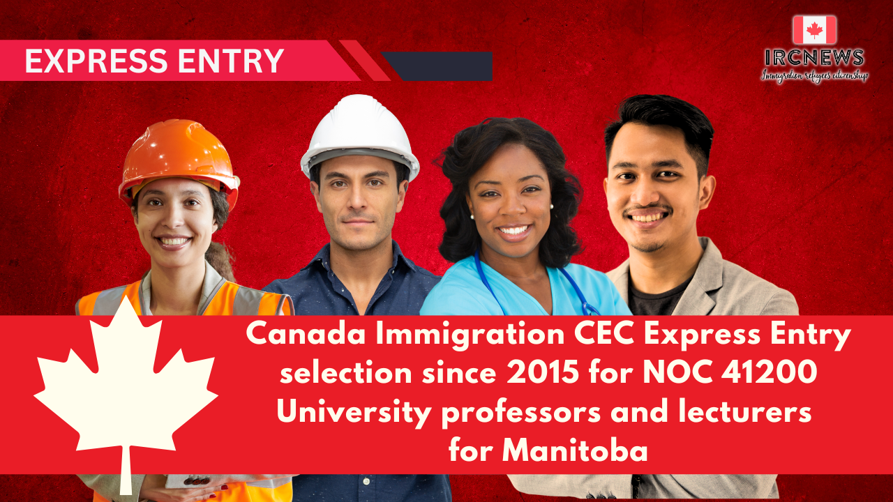 Canada Immigration CEC Express Entry selection since 2015 for NOC 41200 University professors and lecturers for Manitoba
