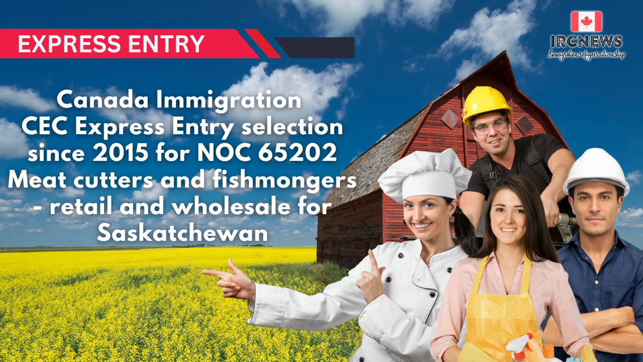 Canada Immigration CEC Express Entry selection since 2015 for NOC 65202 Meat cutters and fishmongers – retail and wholesale for Saskatchewan