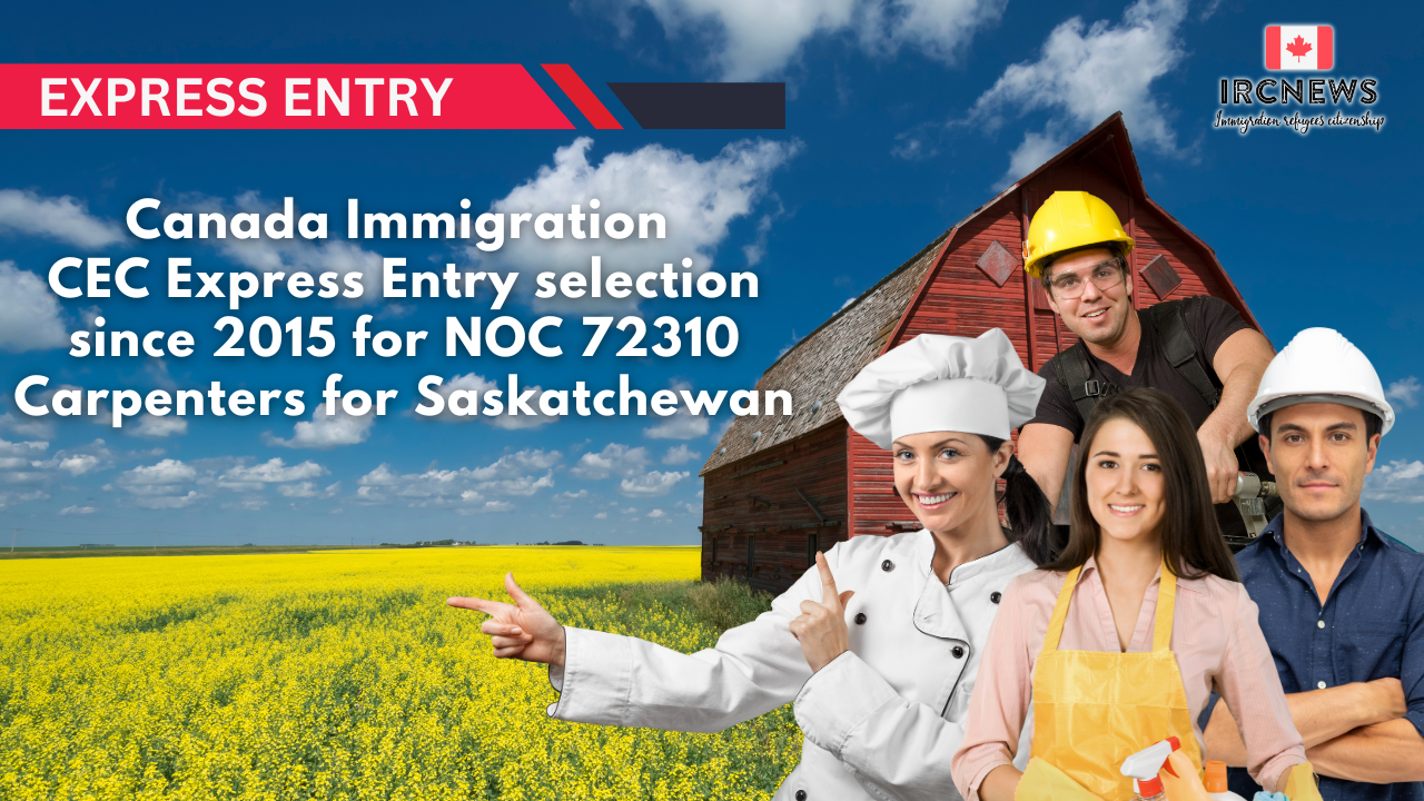 Canada Immigration CEC Express Entry selection since 2015 for NOC 72310 Carpenters for Saskatchewan