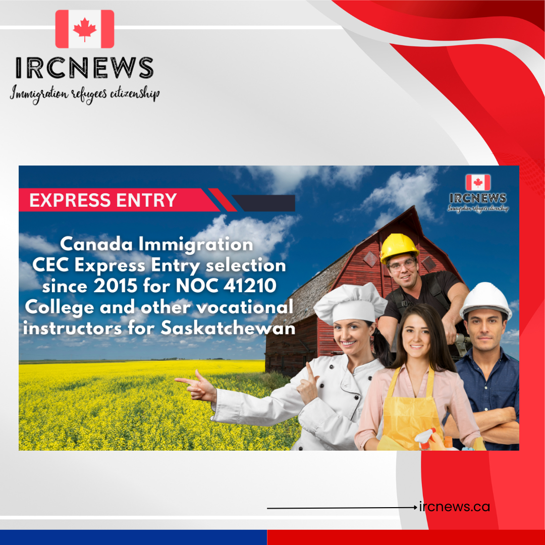Canada Immigration CEC Express Entry selection since 2015 for NOC 41210 College and other vocational instructors for Saskatchewan