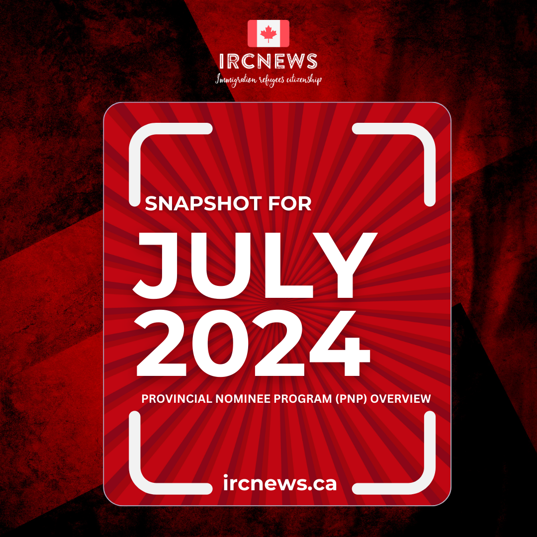 Canada Immigration Monthly PNP selection Summary for month ending July 2024