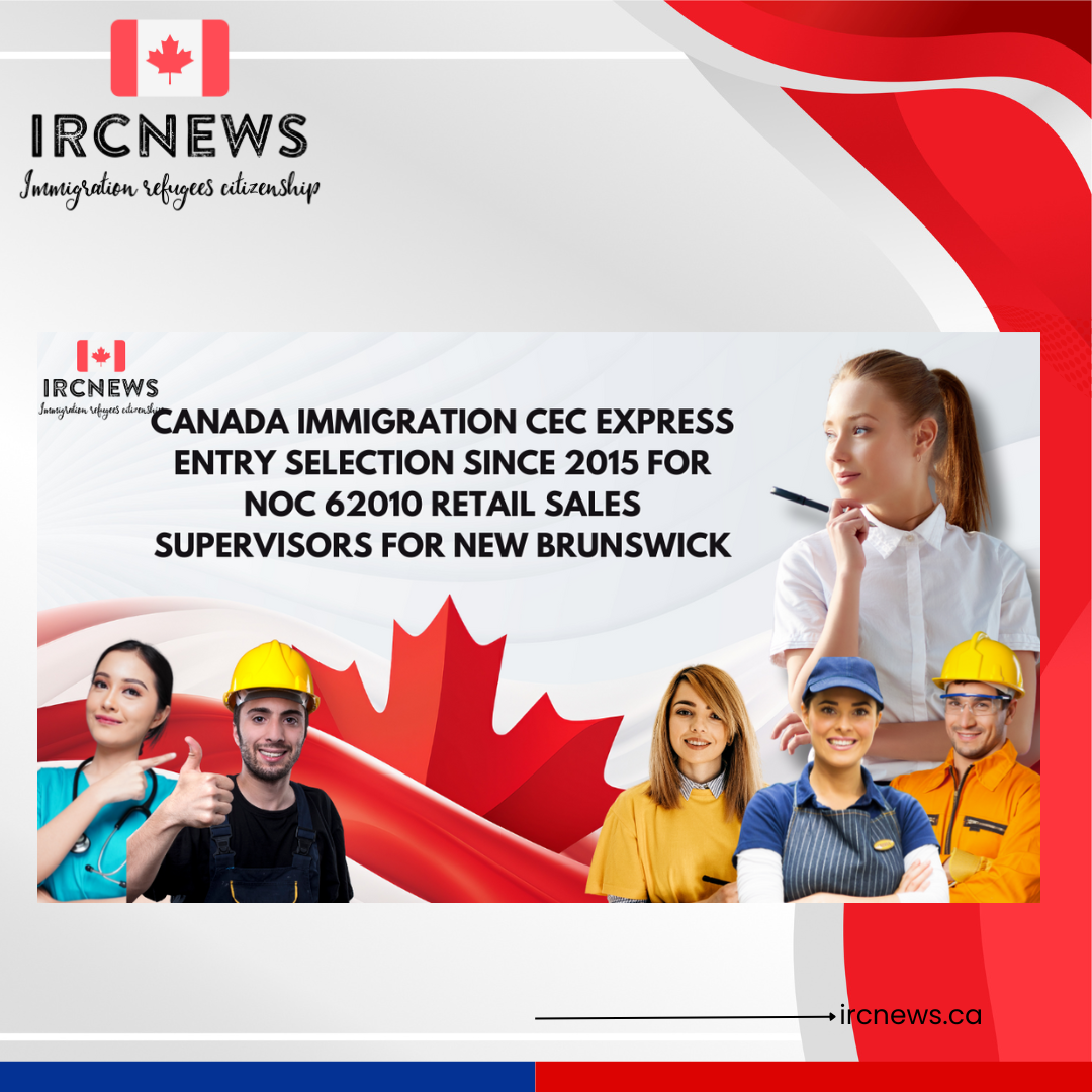 Canada Immigration CEC Express Entry selection since 2015 for NOC 62010 Retail sales supervisors for New Brunswick