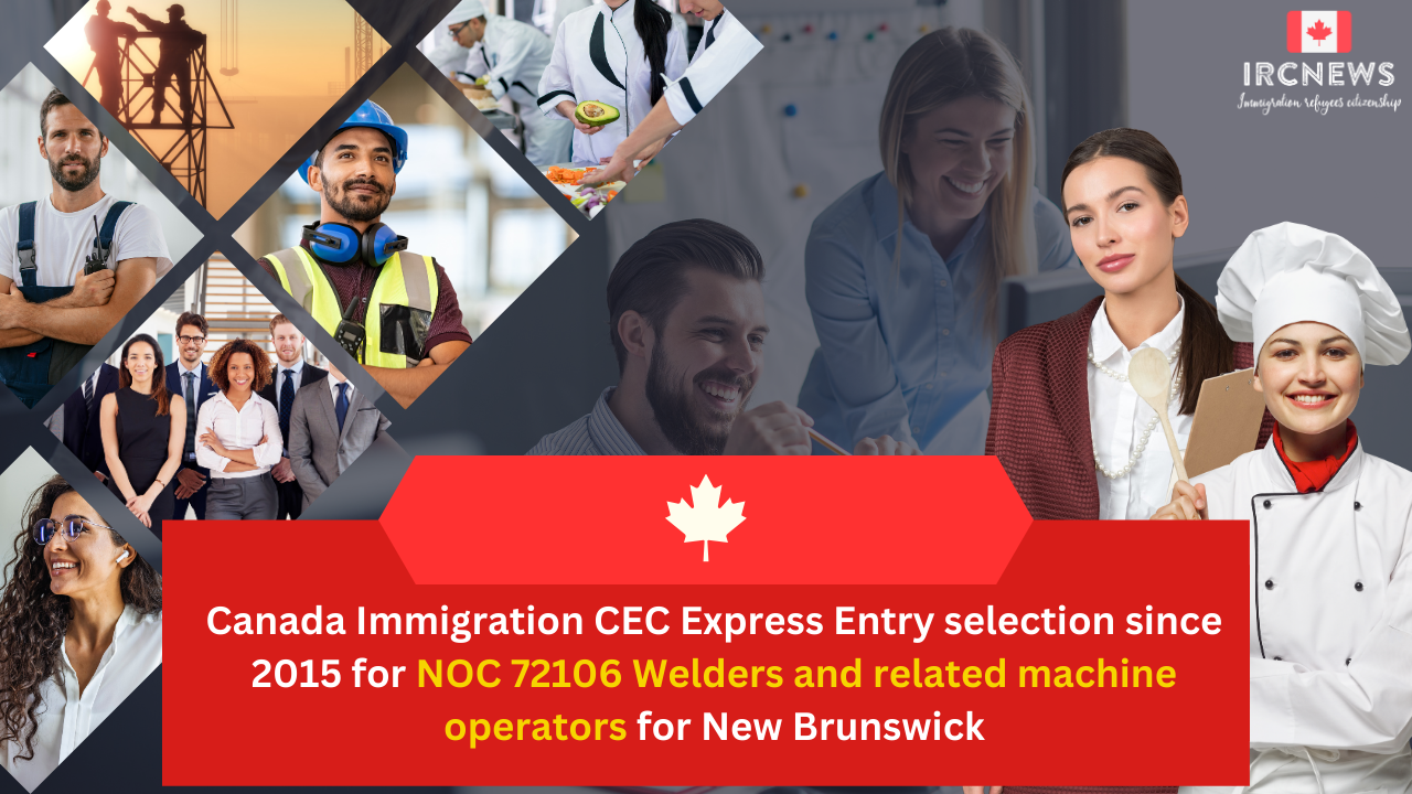 Canada Immigration CEC Express Entry selection since 2015 for NOC 72106 Welders and related machine operators for New Brunswick