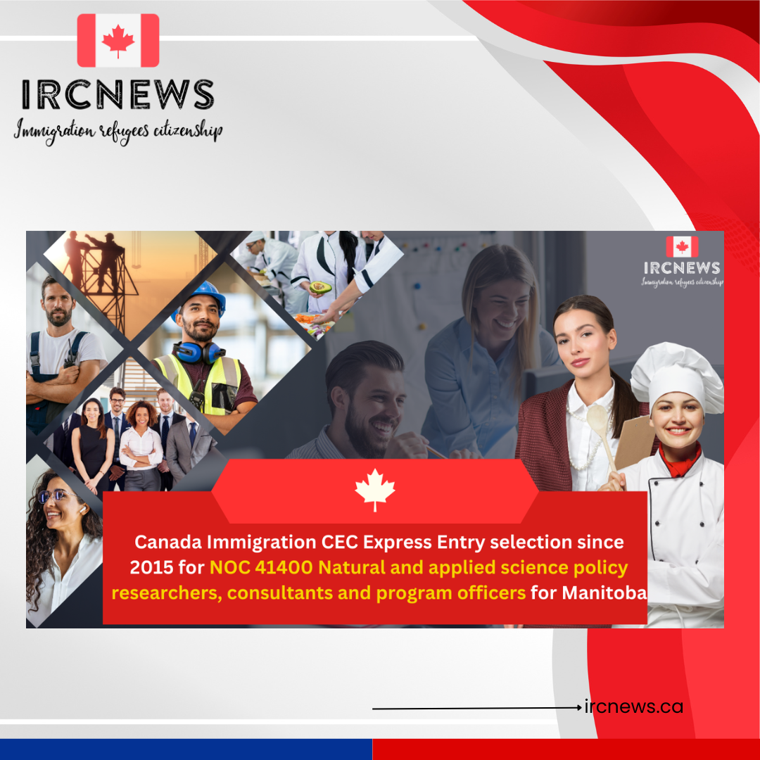 Canada Immigration CEC Express Entry selection since 2015 for NOC 41400 Natural and applied science policy researchers, consultants and program officers for Manitoba