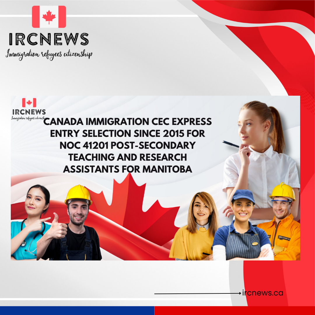 Canada Immigration CEC Express Entry selection since 2015 for NOC 41201 Post-secondary teaching and research assistants for Manitoba