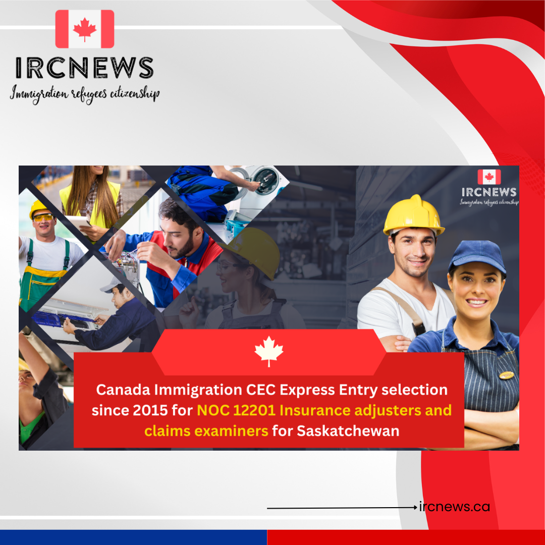 Canada Immigration CEC Express Entry selection since 2015 for NOC 12201 Insurance adjusters and claims examiners for Saskatchewan