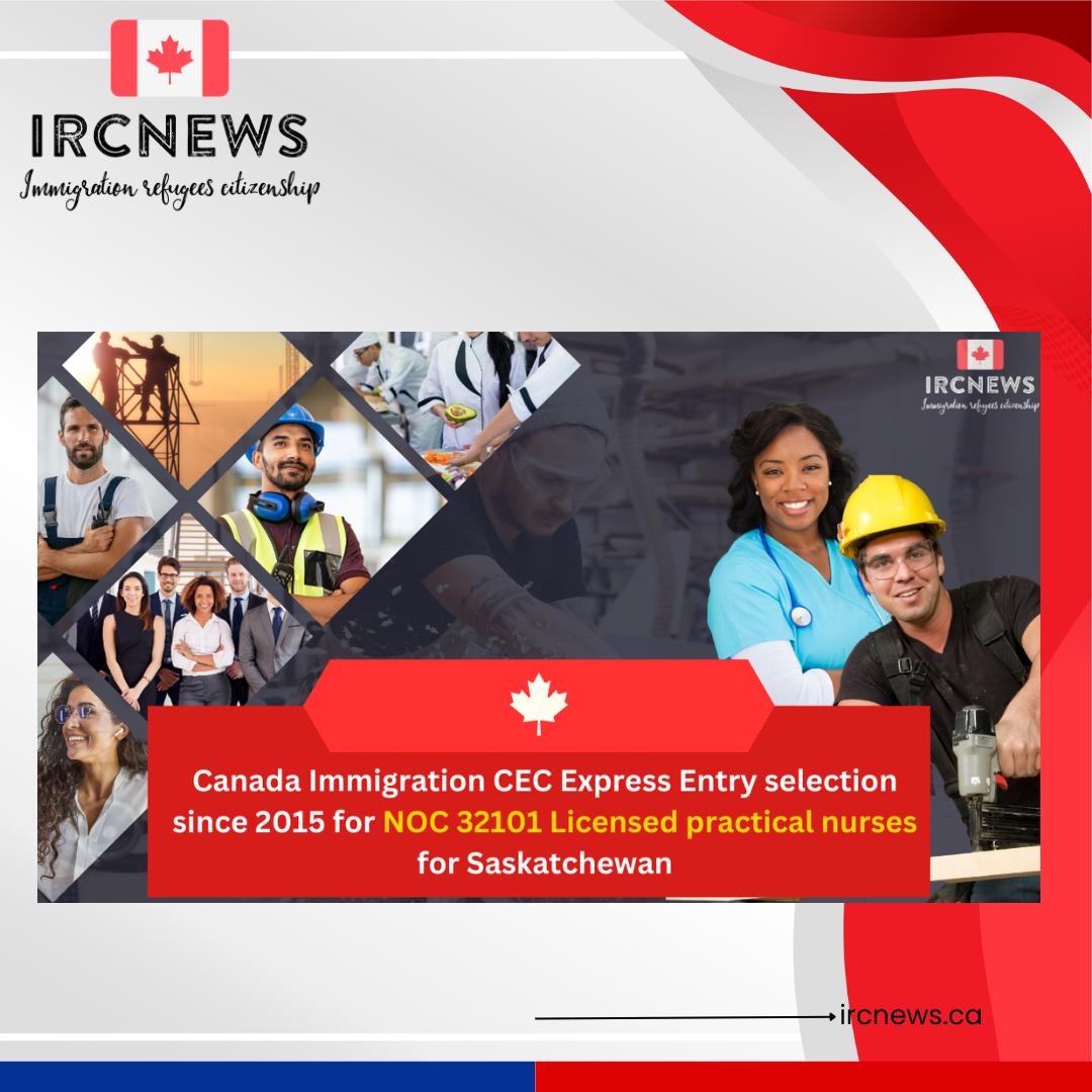 Canada Immigration CEC Express Entry selection since 2015 for NOC 32101 Licensed practical nurses for Saskatchewan
