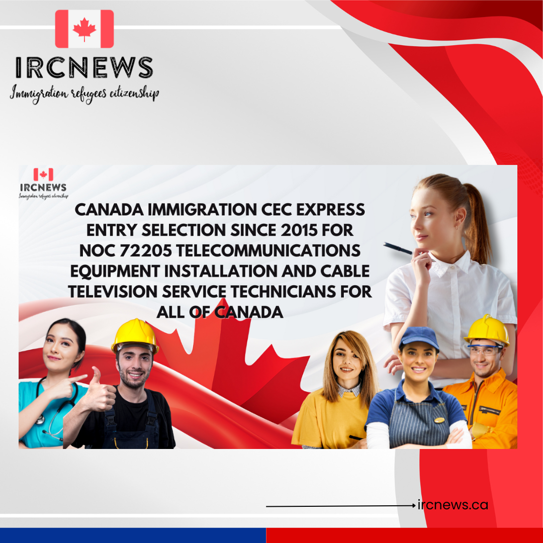 Canada Immigration CEC Express Entry selection since 2015 for NOC 72205 Telecommunications equipment installation and cable television service technicians for All of Canada