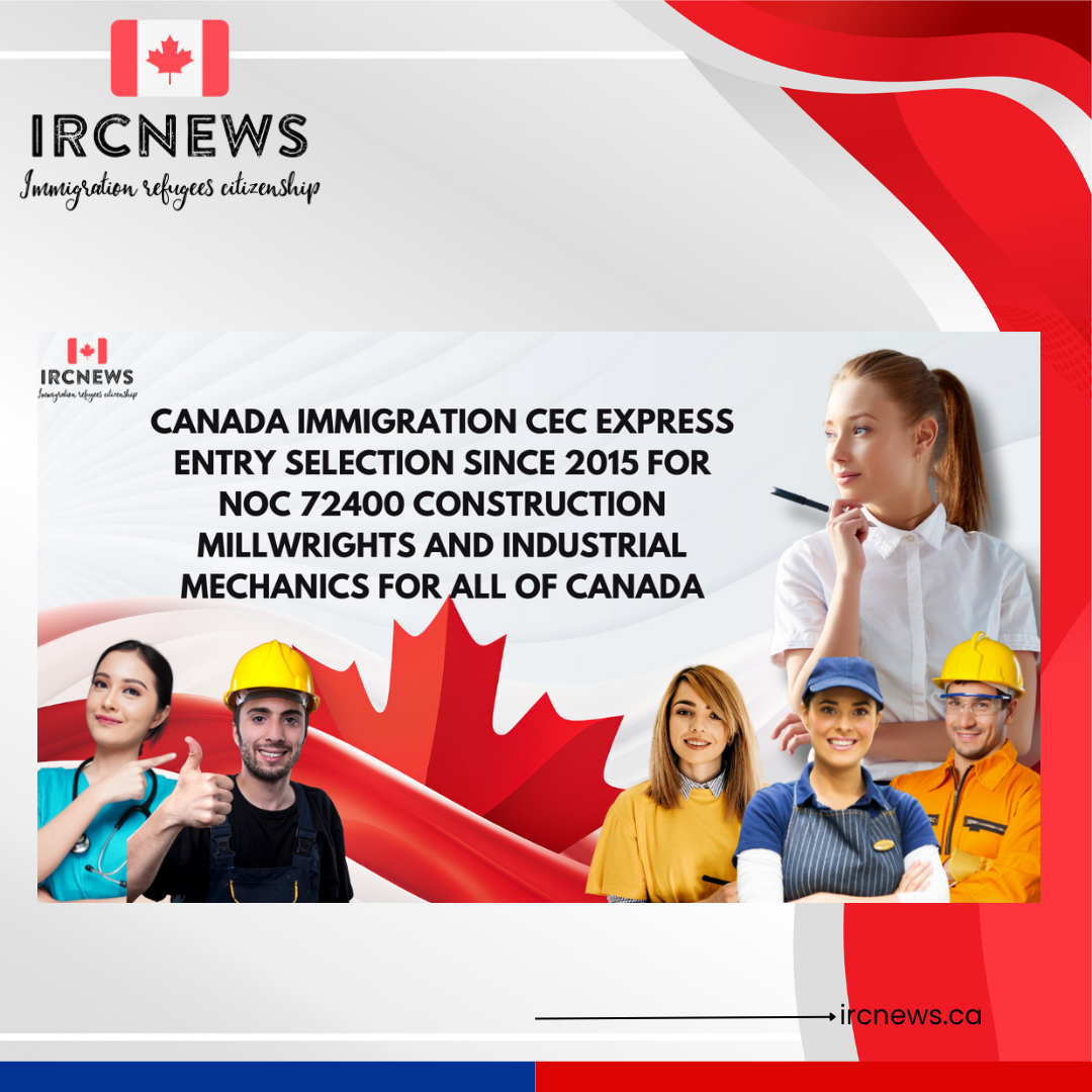 Canada Immigration CEC Express Entry selection since 2015 for NOC 72400 Construction millwrights and industrial mechanics for All of Canada