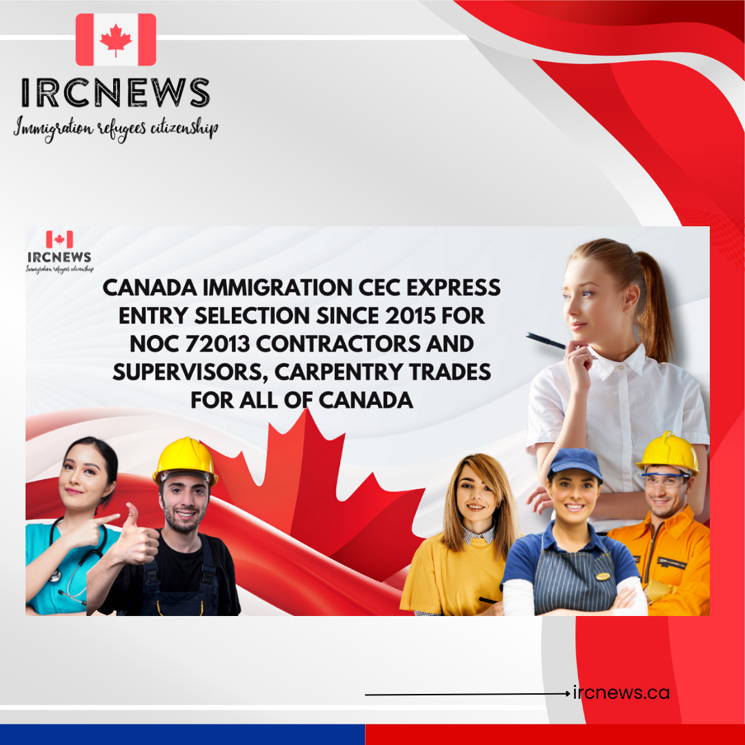 Canada Immigration CEC Express Entry selection since 2015 for NOC 72013 Contractors and supervisors, carpentry trades for All of Canada