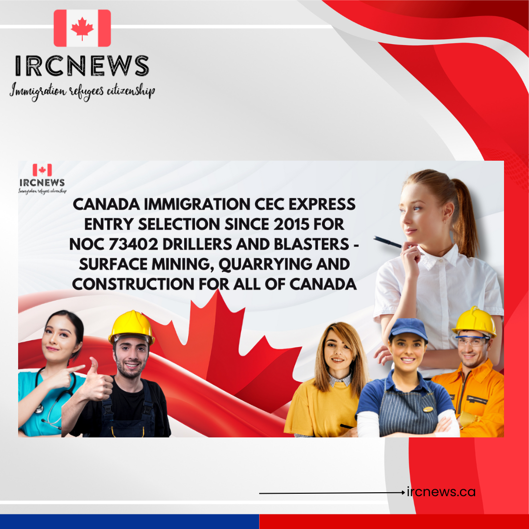 Canada Immigration CEC Express Entry selection since 2015 for NOC 73402 Drillers and blasters – surface mining, quarrying and construction for All of Canada