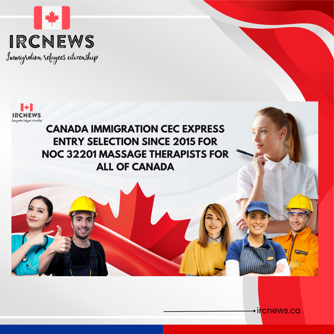 Canada Immigration CEC Express Entry selection since 2015 for NOC 32201 Massage therapists for All of Canada