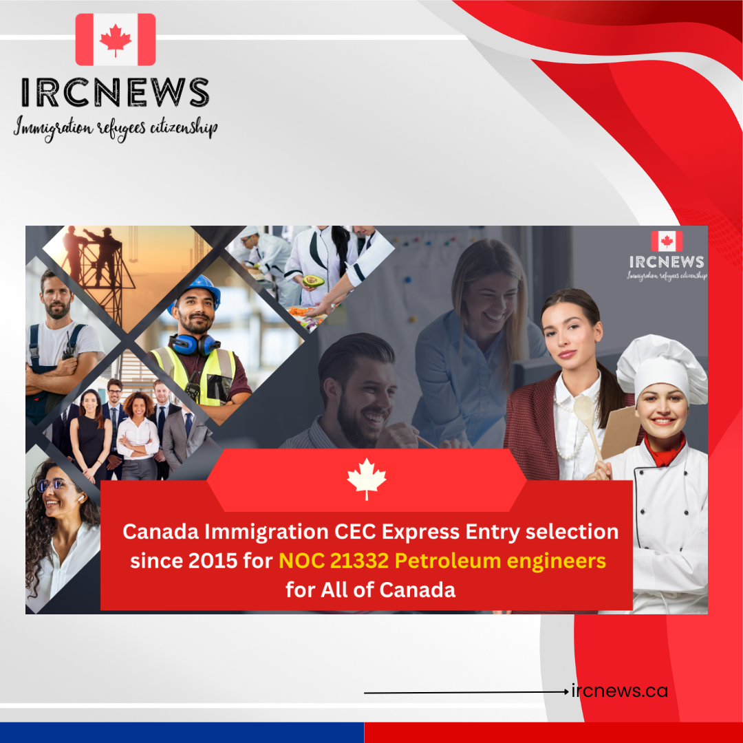 Canada Immigration CEC Express Entry selection since 2015 for NOC 21332 Petroleum engineers for All of Canada