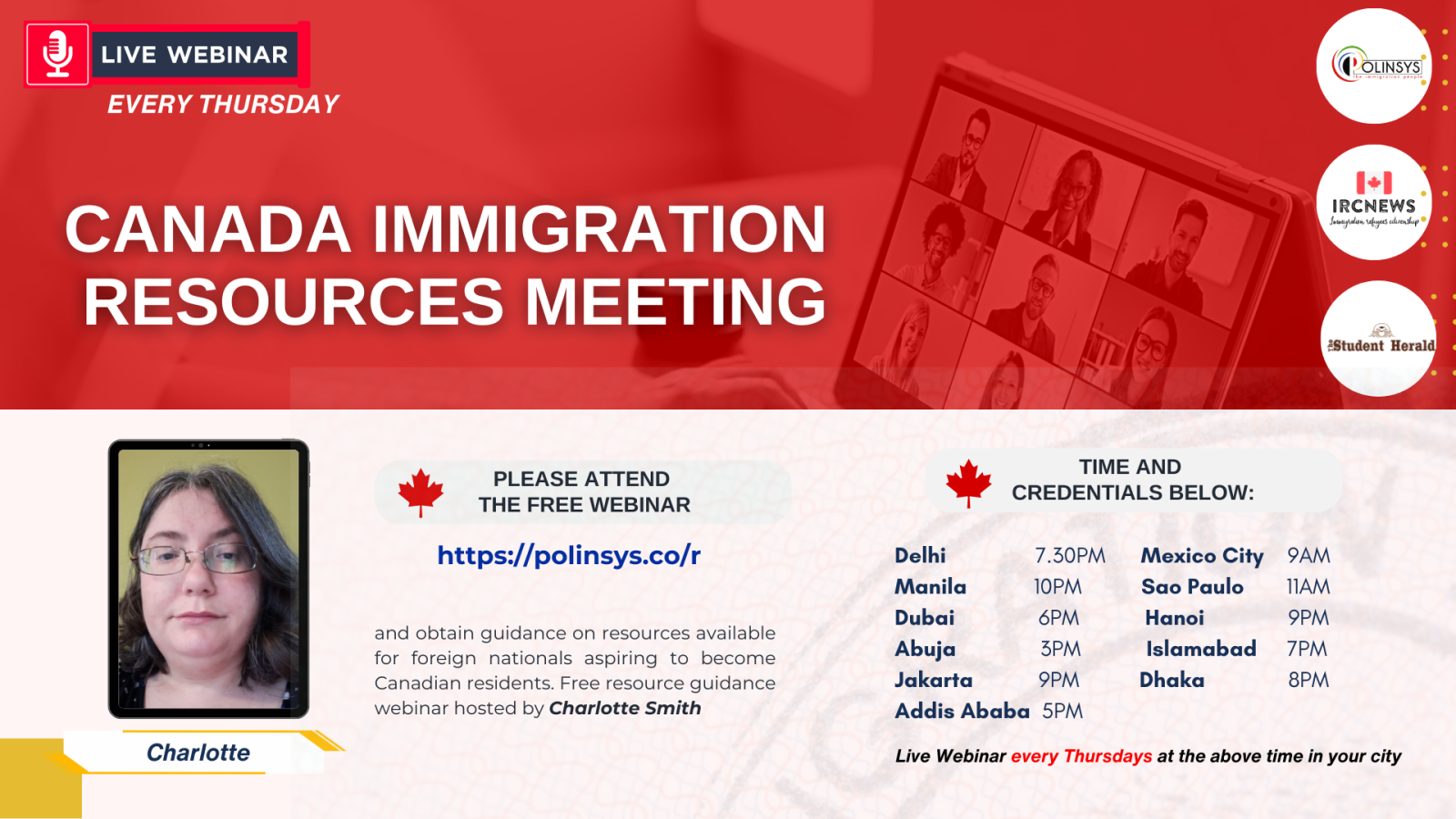 FREE Canada Immigration Resource webinar hosted by Charlotte