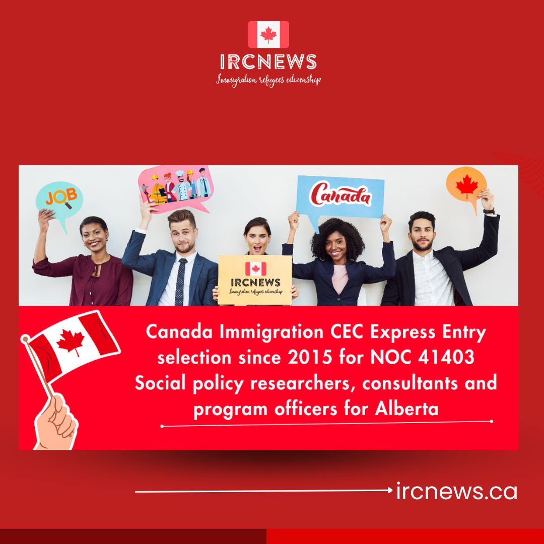 Canada Immigration CEC Express Entry selection since 2015 for NOC 41403 Social policy researchers, consultants and program officers for Alberta